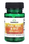 Swanson, Folic Acid & B12, 30 Veggie Capsul.Made ın Usa