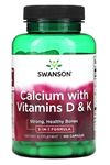 Swanson, Calcium with Vitamins D & K, 100 Capsul.Made In Usa