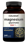 NatureBell Magnesium Glycinate  500mg  240 Capsul 100% Chelated & Purified.USA.3946