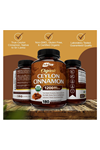 NutriFlair Organic Ceylon Cinnamon (100% Certified Organic Ceylon Cinnamon) 1200mg per Serving, 180 Capsul.USA.