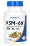 Nutricost KSM-66 Aswaganda Root Extract 600mg, 60 Veggie Caps - High Potency 5% Withanolides - with BioPerine 3937