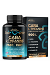 NUTRAHARMONY  GABA L-Theanine 900 mg - Made in USA - Magnesium  Vitamin B6 - Calm, Sleep, Relaxation & Mood Support - Gamma AminoButyric Acid, L-Theanine - Non-Habit Forming, Vegan - 120 Capsul