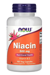 NOW Foods, Niacin, 500 mg, 100 Veg Capsules