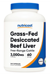 Nutricost Grass Fed Desiccated Beef Liver 3000mg Per Serv (750mg Per Cap), 240 Capsul 60 Servings.Abd Menşei