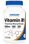Nutricost Vitamin B1 (Özelsporcugıdaların'dan !!) (Thiamine) 500mg, 120 Capsul.Abd Menşei.