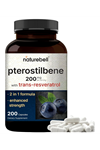 NATUREBELL Pterostilbene with 98% Trans-Resveratrol, 200mg Per Serving, 200 Capsules.Abd Menşei