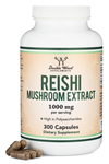 Double Wood Reishi Mushroom Capsules (4:1 Ganoderma Extract, 1,000mg Red Reishi) 300 Capsul.