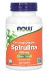 NOW Foods, Certified Organic Spirulina, 500 mg, 200 Tablet.Abd Menşei.38.