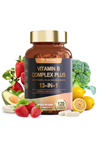 Totaria Healt B Complex Plus with Vitamin B1, B2, B3 (Niacinamide), B4, B5, B6, B7 (Biotin), B8 (Inositol), B9 (Folate), B12, C, D3, K2 - Energy, Nerve, Immune, Skin Support - 120 Vegan Capsules.Abd Menşei.