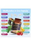 Totaria Healt B Complex Plus with Vitamin B1, B2, B3 (Niacinamide), B4, B5, B6, B7 (Biotin), B8 (Inositol), B9 (Folate), B12, C, D3, K2 - Energy, Nerve, Immune, Skin Support - 120 Vegan Capsules.Abd Menşei.