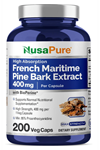 NusaPure French Maritime Pine Bark Extract 400mg per 200 Veggie Capsul Supply Bioperine Non-GMO.Abd.51.