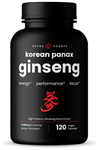 NutraChamps Korean Red Panax Ginseng Root 120 Veg Capsul Extra Strength Ginsenosides for Energy, Focus, Performance, Vitality  Immune Support.
