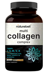 NatureBell Multi Collagen Pills for Women & Men (Type I, II, III, V, X), 300 Capsules  Hydrolyzed Collagen Peptides With Probiotics, Hyaluronic Acid & Biotin  Recovery, Hair, Skin, Nails  Joints Support.