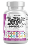 Clean Nutraceuticals Milk Thistle NAC Chanca Piedra Beet Root Artichoke Dandelion Root - Liver Cleanse Detox  Repair Plus TUDCA Choline  Ginger 60 Capsul.