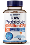 Wholesome Wellness Organic Raw Probiotics 100 Billion CFU, Dr Formulated for Women and Men, Prebiotics and Digestive Enzymes; 30 Capsules.Abd Menşei.52.
