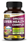 VEGATOT Liver Health Complex Formula 150 Capsul High Potency with TUDCA, Milk Thistle, Beet Root, Artichoke Leaf, Panax Ginseng, Astragalus, Tumeric -Clean  Detox Formula.