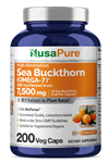 NusaPure Sea Buckthorn Omega-7  30:1 Extract, 250 mg Equivalent to 7,500mg per Veggie 200 Capsules.