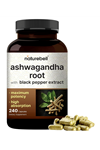 NatureBell Ashwagandha+ with Black Pepper Extract, 240 Capsules.Made ın Usa.