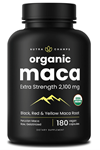 NutraChamps USDA Organic Peruvian Maca Root  Women - Men, 2100mg, 180 Capsul, Black, Red - Yellow, Peruana, Extra Strength Pure Premium.