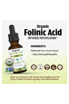 Dr. Green Mom USDA Organic Folinic Acid Drops - 500 mcg per Drop  30 ML Methylation Support B9 Supplements for Kids  Adults  Neurological Function.