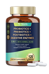 Totaria Probiotic Prebiotic  Postbiotic 120 Capsul 60 Billion CFU 24 Strains w/Digestive Enzymes, Prebiotic Fiber, Slippery Elm, Daily Complete Immune, Gut Health.