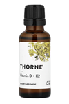 THORNE  Vitamin D + K2  Vitamins D3  K2 - 1 Fl Oz (30 ml)  600 Servis.Orj Abd Menşei.